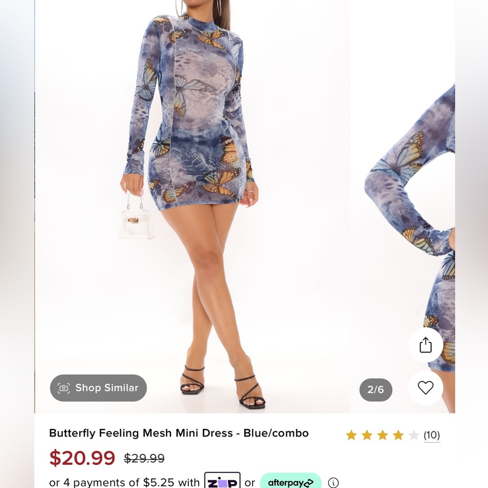 Fashion nova Butterfly Feeling Mesh Mini Dress - Blue/combo